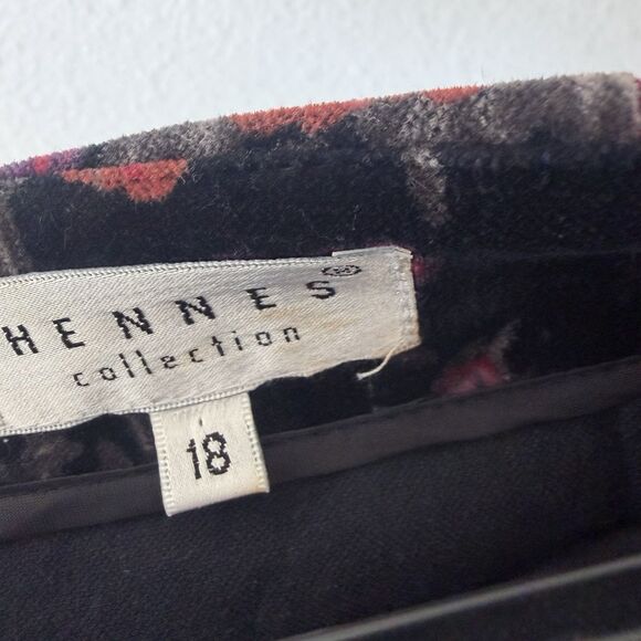 Dark Romantic Velvet Skirt Rose Floral Vintage H&M Mini Pencil Sz 18 Gothic - Picture 4 of 7